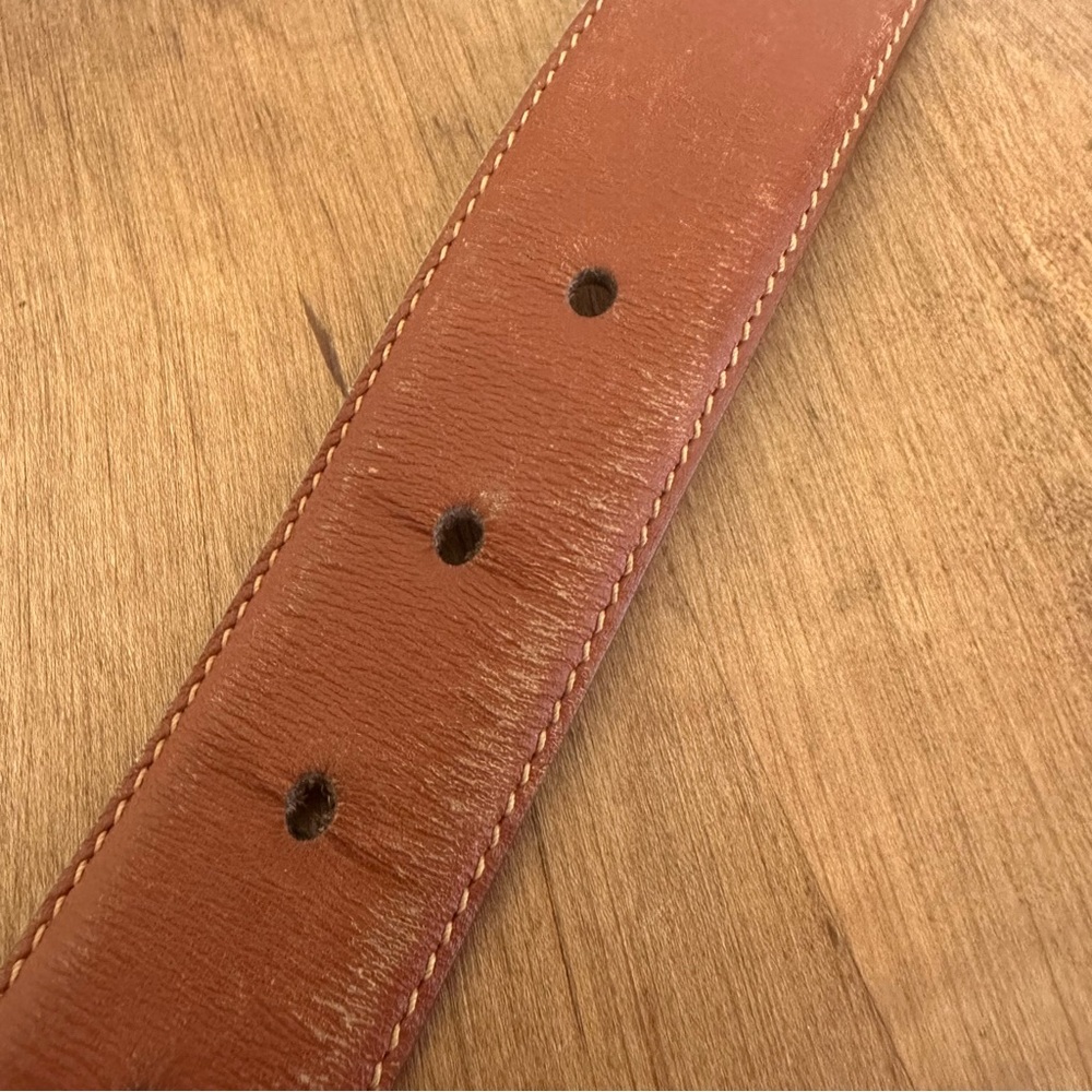 Authentic YSL Yves Saint Laurent Womens Belt 36 Inch 90 Cm Brown Leather Gold - Picture 8 of 16